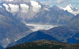 Wallis - Švýcarsko - Alečský ledovec, s Aletschhorn (4195 m) a Jungfrau (4158 m)