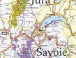 Francie - mapka vinařských krajů Jura a Savojsko