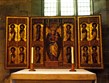 Německo - Harz - Quedlinburg, sv.Benedikt, gotický oltář, kolem 1480, P.Maria a svaté - zleva Adelheid, Kateřina, Barbora,..