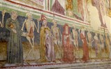 Tajemné jeskyně Slovinska a Itálie, víno a Mořská Laguna - Slovinsko - Hrastovlje - kostel Nejsvětější trojice, fresky Janeze iz Kastva, kolem 1490, tzv. Tanec smrti