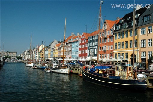 Dánsko - Kodaň, Nyhavn, nábřeží s domy ze 17. a 18.století