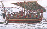 La Manche - Francie - Normandie - Bayeux, detail tapiserie s námořní scénou v La Manche