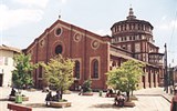 Milano a výstava EXPO 2015 letecky - Itálie - Milán - kostel Santa Maria delle Grazie, stavba Bramanteho