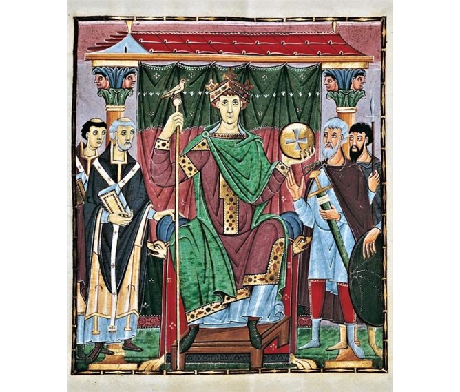 Mnichov, galerijní noc a výstava Středověká knižní malba - Německo - Mnichov - výstava Pracht und Pergamen - evangeliář Oty III. malován kolem roku 1000