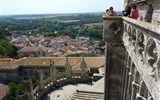 Languedoc, katarské hrady, moře Lví zátoky a kaňon Ardèche letecky 2019 - Francie - Languedoc - Béziers, pohled z věže katedrály St.Nazaire