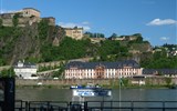 Hrady, katedrály a města Mosely a Porýní s lodí - Německo - Koblenz - Ehrenbreitstein, pruské opevnění nad ústím Mosely, 1817-28, C.Schnitzler