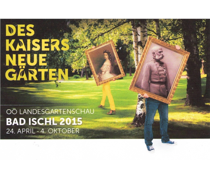 Bad Ischl, Císařovy nové zahrady a Narcisový festival - Rakousko - Bad Ischl - plakát na Hornorakouskou zemskou zahradnickou výstavu (Landgartenschau) pod heslem „Císařovy nové zahrady"