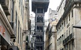 Zajímavosti Lisabonu a jeho okolí - Portugalsko - Lisabon - elevator Santa Justa, 1900-1, Mesnier du Pousard, 1907 předělán z pohonu parou na elektřinu