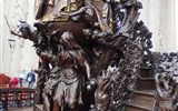 Brusel, Bruggy, Antverpy, Rubens a barokní průvod 2018 - Belgie - Brusel, St.Michel, kazatelna, Vyhnání Adama a Evy z ráje