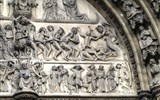 Brusel, Bruggy, Antverpy, Rubens a barokní průvod 2018 - Belgie - Antverpy, katedrála, detail tympanonu s Peklem (Poslední soud)