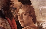 Berlín a večerní slavnost světel, výstavy Botticelli a Mondrian - Sandro Botticelli - Klanění králů, detail s portrétem autora, 1475