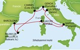 Fantastické pobřeží na lodi Fantasia - Středomoří - trasa okružní plavby lodí v tomto zájezdu