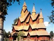 Norsko - Heddal, kostel z počátku 13.stol, největší roubený v zemi, dle pověsti  postavený trolem Finnem ve 3 dnech