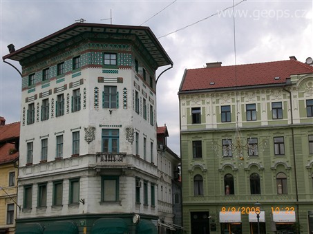 Slovinsko - Lublaň, náměstí se secesními domy