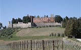 Gurmánské Toskánsko a oblast Chianti 2020 - Itálie - Toskánsko - Brolio, sídlo Barona Ricasoli, propagátora toskánských vín leží uprostřed vinic