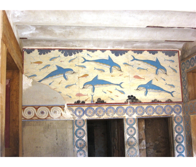 Bájný ostrov Kréta a moře - Řecko - Kréta - Knossos - freska s delfíny