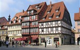Německo - památky UNESCO - Německo - Harz - Quedlinburg, hrázděné domy na Marktpatzu