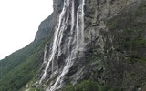 Norsko, zlatá cesta severu 1 cesta letecky - Norsko - Geiranger - vodopád Sedm sester