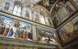 Řím a Vatikán, Genzano, zahrady Tivoli, Subiaco, UNESCO 2020 - Řím - Vatikán - Sixtinská kaple, zleva dole Předání klíčů sv.Petrovi - Perugino a Poslední večeře - Rosselli