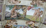 Sixtinská kaple - Itálie - Řím - Sixtinská kaple, detail stropu, Prvotní hřích a vyhnání z ráje