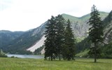 Lechtalské údolí s kartou - Rakousko - tichá hladina jezera Vilsalpsee