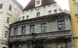 Štýr - Rakousko - Steyr, Bummerlhaus, gotický dům ze 13.století,  uvnitř 3 nádvoří s arkádami