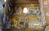 Monreale - Itálie - Sicílie - Monreale, mozaiky v katedrále, příjezd Krista do Jeruzaléma a Poslední večeře (foto J.Bartošová)
