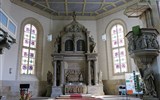Bad Schandau - Německo - Bad Schandau - interiér kostela sv.Jana, 1709-11 přestavbou staršího kostela po požáru (Wiki-Bonnlander)