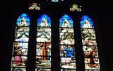 Vienne - Francie - Vienne, Saint Maurice, vitráž Klanění králů, sv.Mauric a sv.Antonín, 16.století