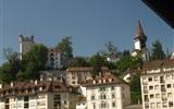 Švýcarské železnice a Rhétská dráha UNESCO 2020 - Švýcarsko - Lucern - nahoře měst. hradby. Museggmauer, 1367-1442, věž Luegisland 1367