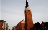Lodě na kolejích, Gdyně, Gdaňsk a Malbork 2020 - Polsko - Elblag, sv.Mikuláš, původně gotický, přestavěn 1787-8 po požáru v roce 1777, z 5 lodí zbyly jen 3
