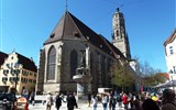 Nördlingen - Německo - Nördlingen, kostel sv.Jiří, pozdně gotický, 1427-1505 s věží Daniel z roku 1490