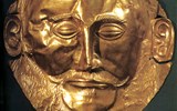 Řecko, za starověkými památkami 2020 - Řecko, Athény, muzeum, zlatá  tzv. Agamemnonova maska z vykopávek v Mykénách